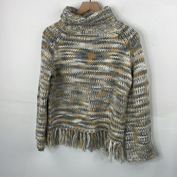 Solitaire Chunky Boho Pull Over Turtleneck Sweater size Small - Picture 2 of 10